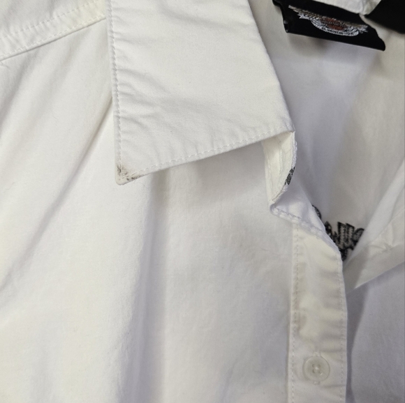 Vintage Harley-Davidson Women’s Sleeveless Button-Up Shirt White HD Wings Logo - Picture 4 of 10